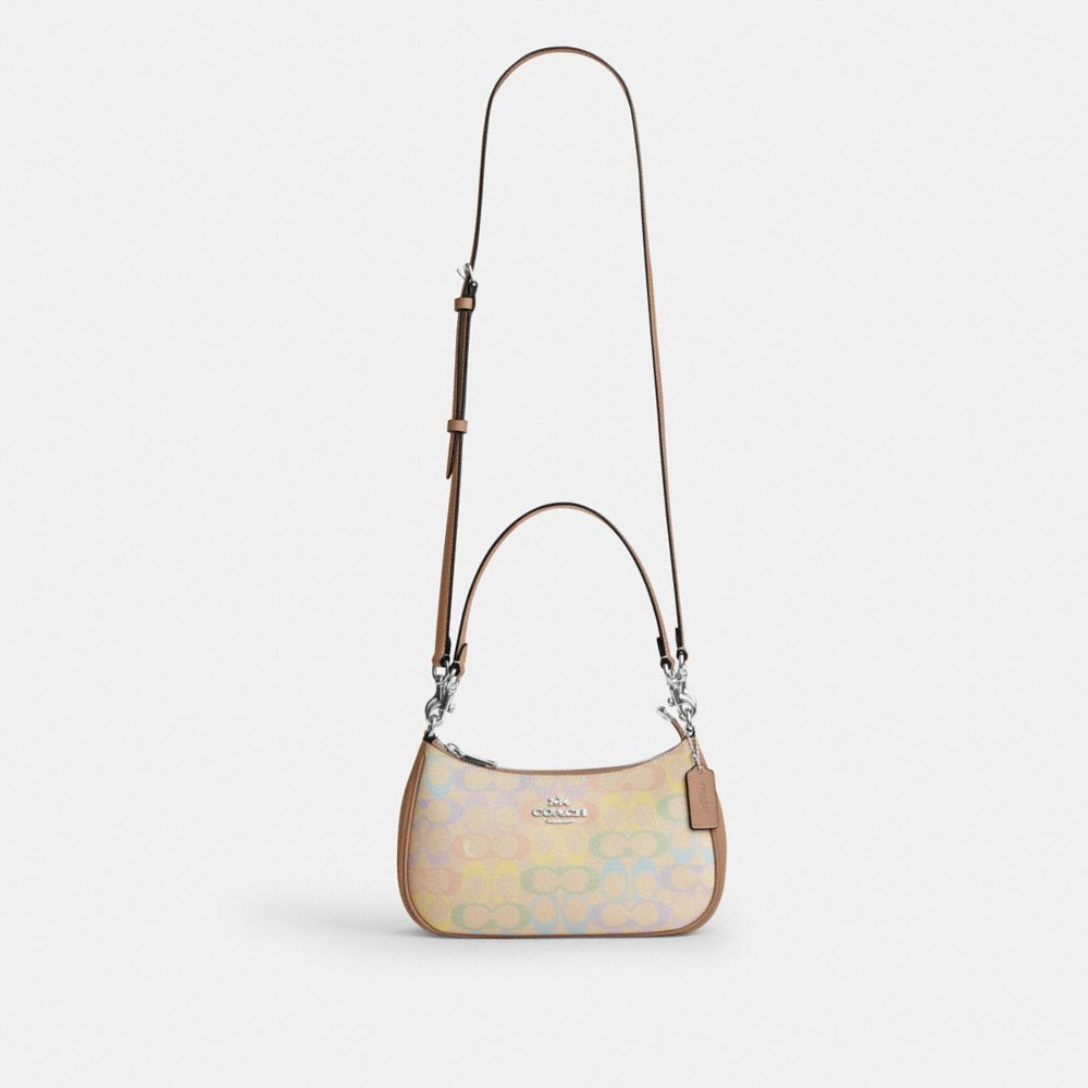 Coach Teri Shoulder Bag In Rainbow Signature Canvas Silver