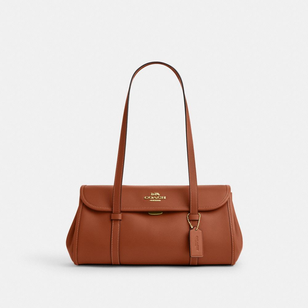 Coach Bridget Flap Shoulder Bag Gold Tan