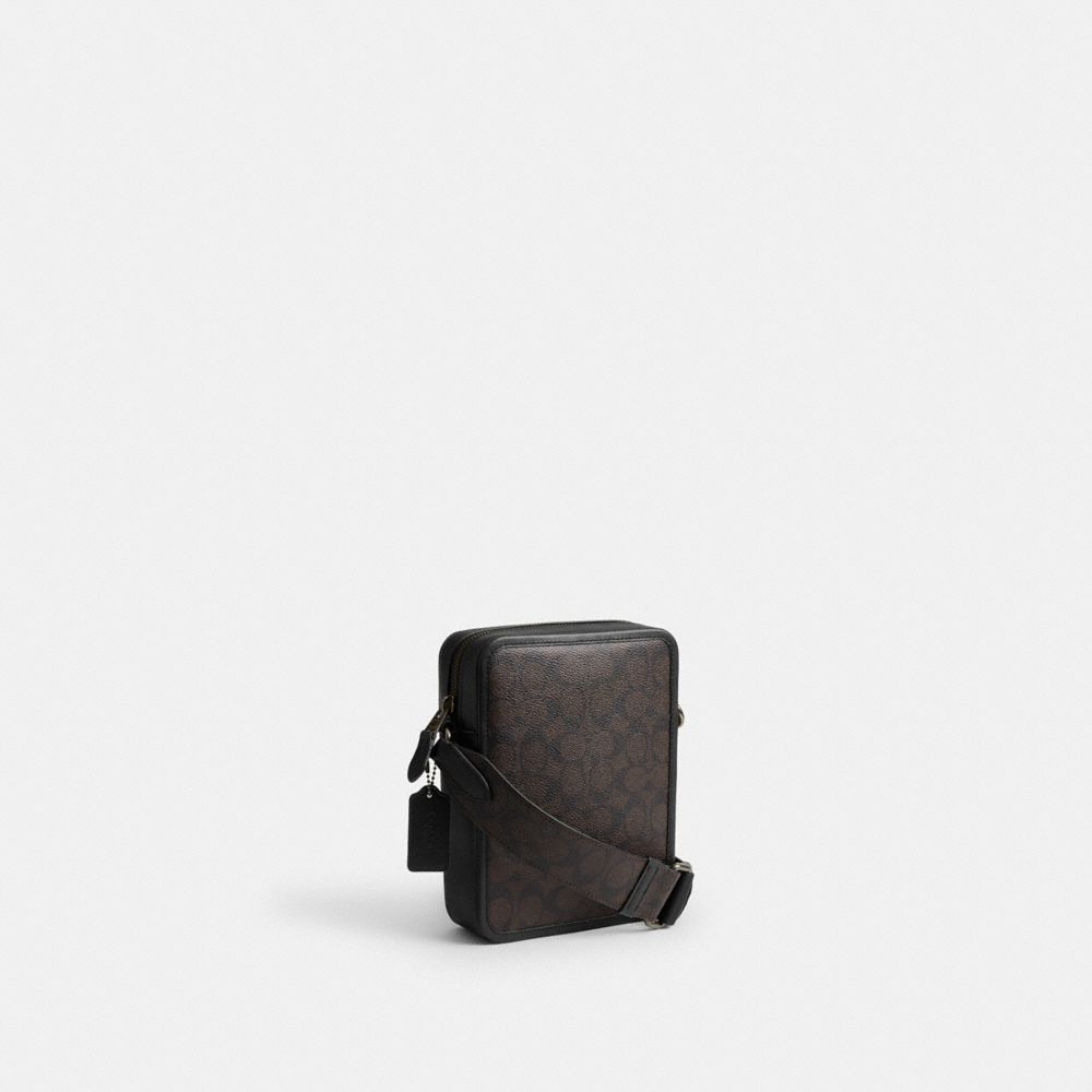 Coach Sullivan Crossbody Bag In Signature Canvas With Varsity Stripe Gunmetal