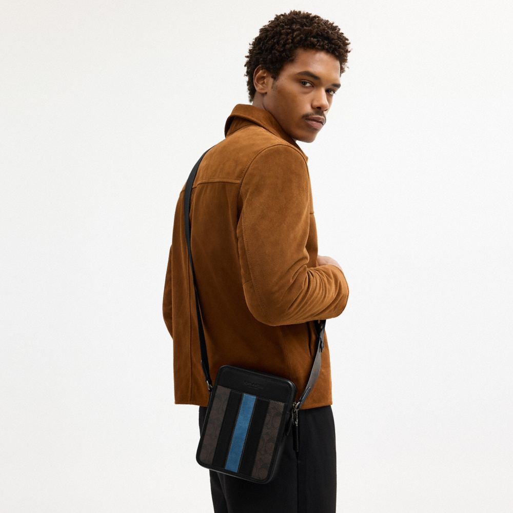 Coach Sullivan Crossbody Bag In Signature Canvas With Varsity Stripe Gunmetal