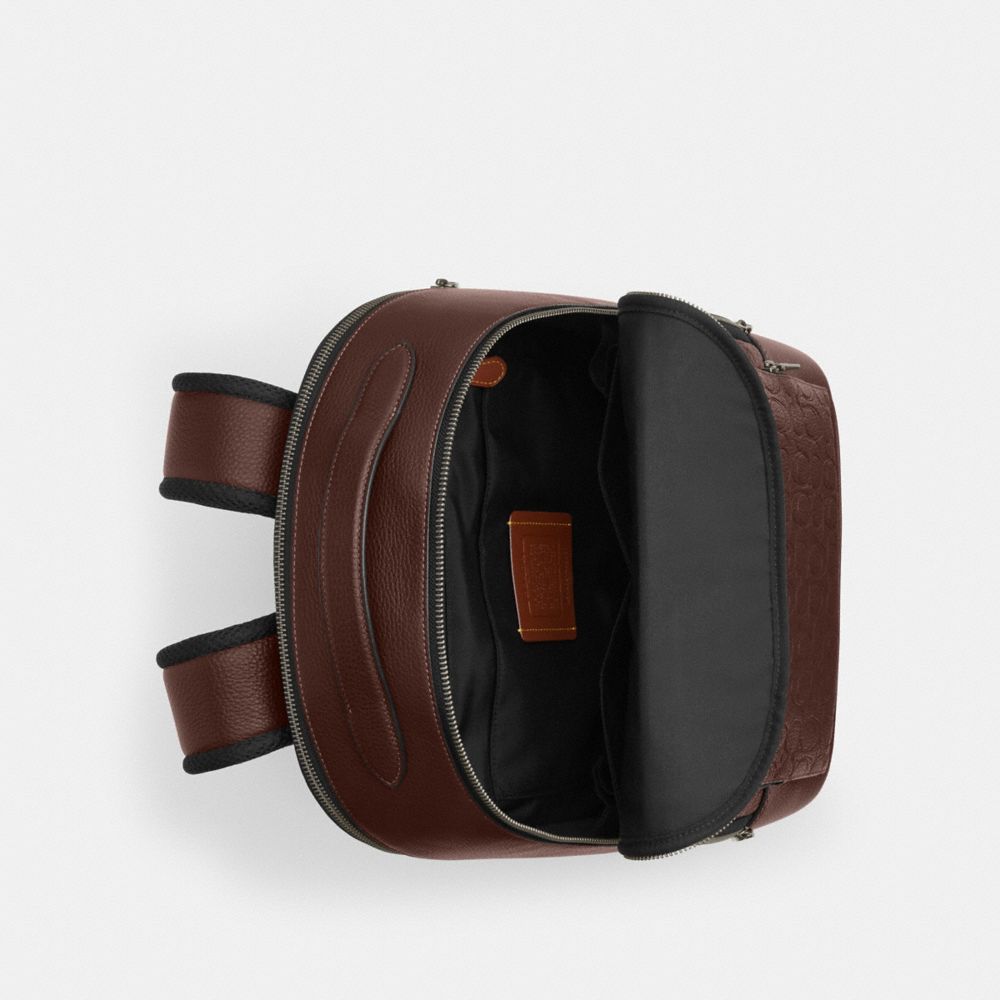 Coach Ethan Backpack In Signature Leather Gunmetal Maple