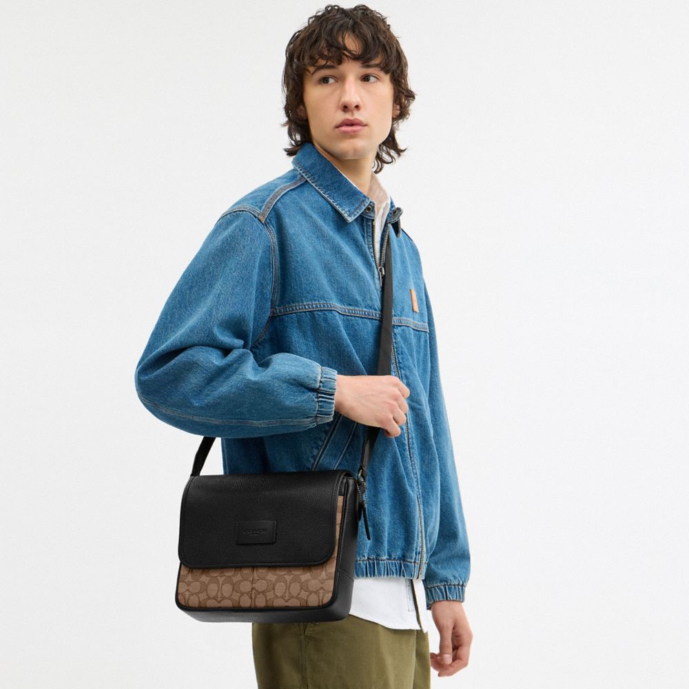 Coach Sprint Map Bag 25 In Signature Jacquard Gunmetal Tan Black