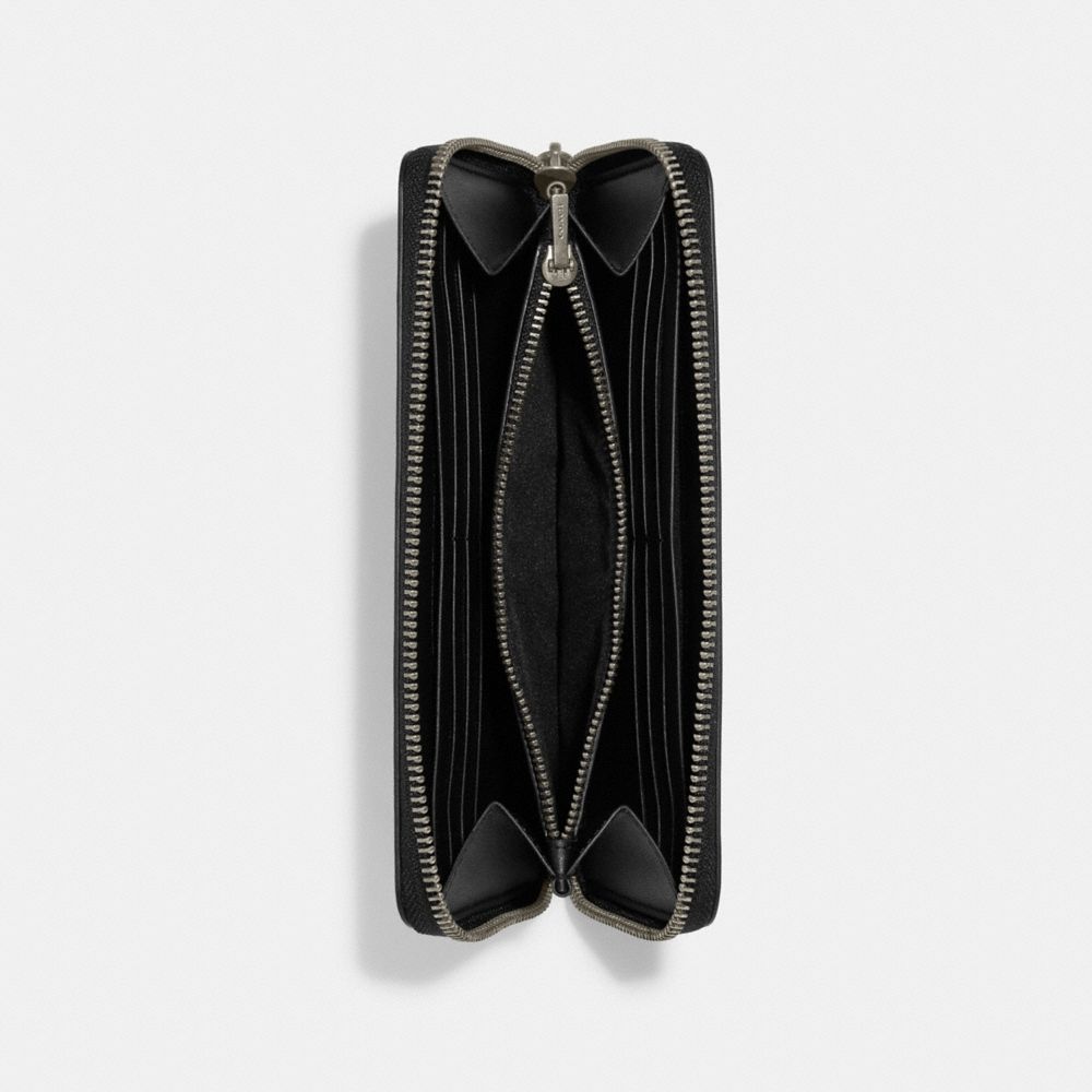 Coach Accordion Wallet In Signature Leather Gunmetal Black