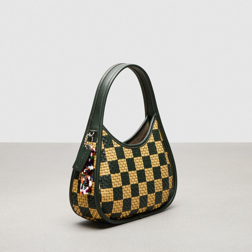 Coach Ergo Bag With Woven Checkerboard In Repurposed Leather Dark Fern Sunflower