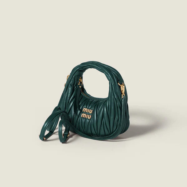 Miu Miu Wander matelassé nappa leather hobo mini-bag