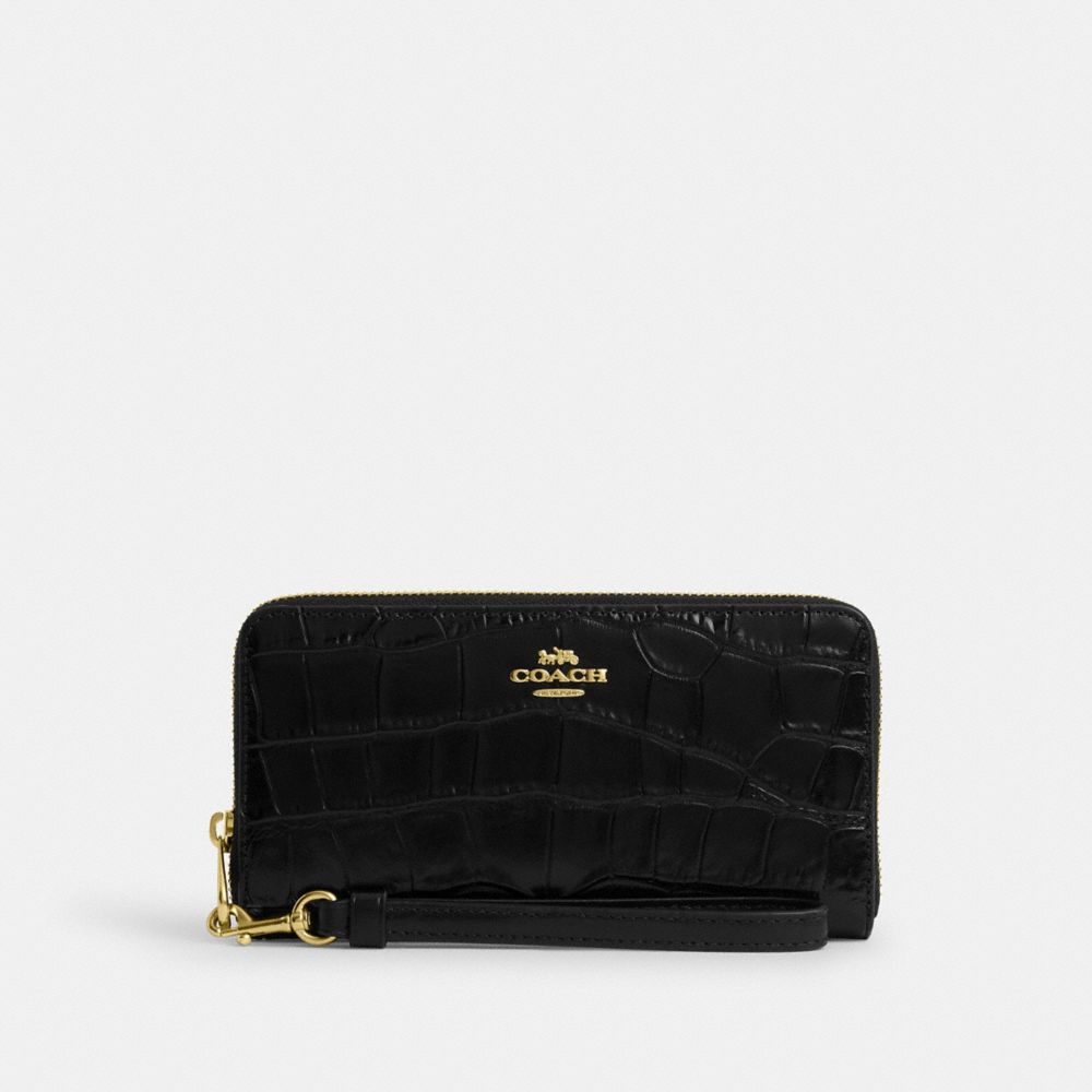 Coach Long Zip Around Wallet Gold Black