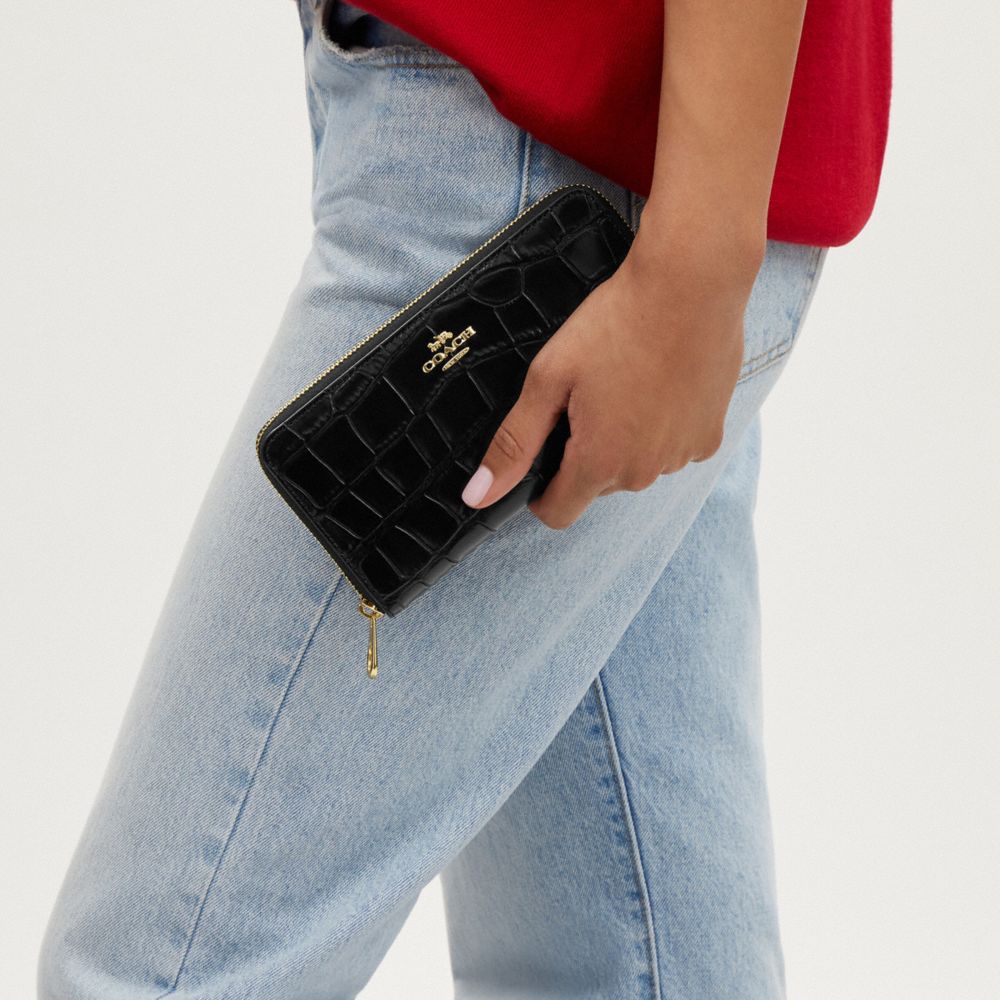 Coach Long Zip Around Wallet Gold Black