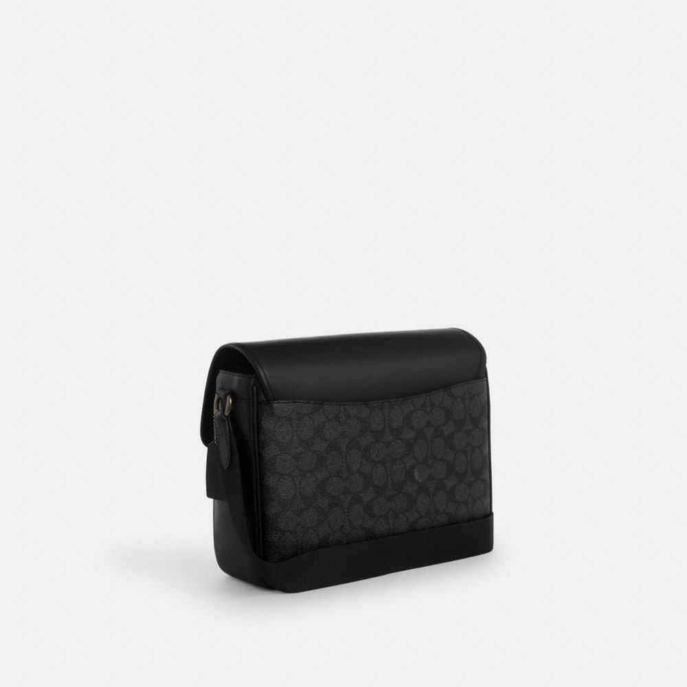 Coach Racer Messenger Bag In Signature Canvas Gunmetal Charcoal Black