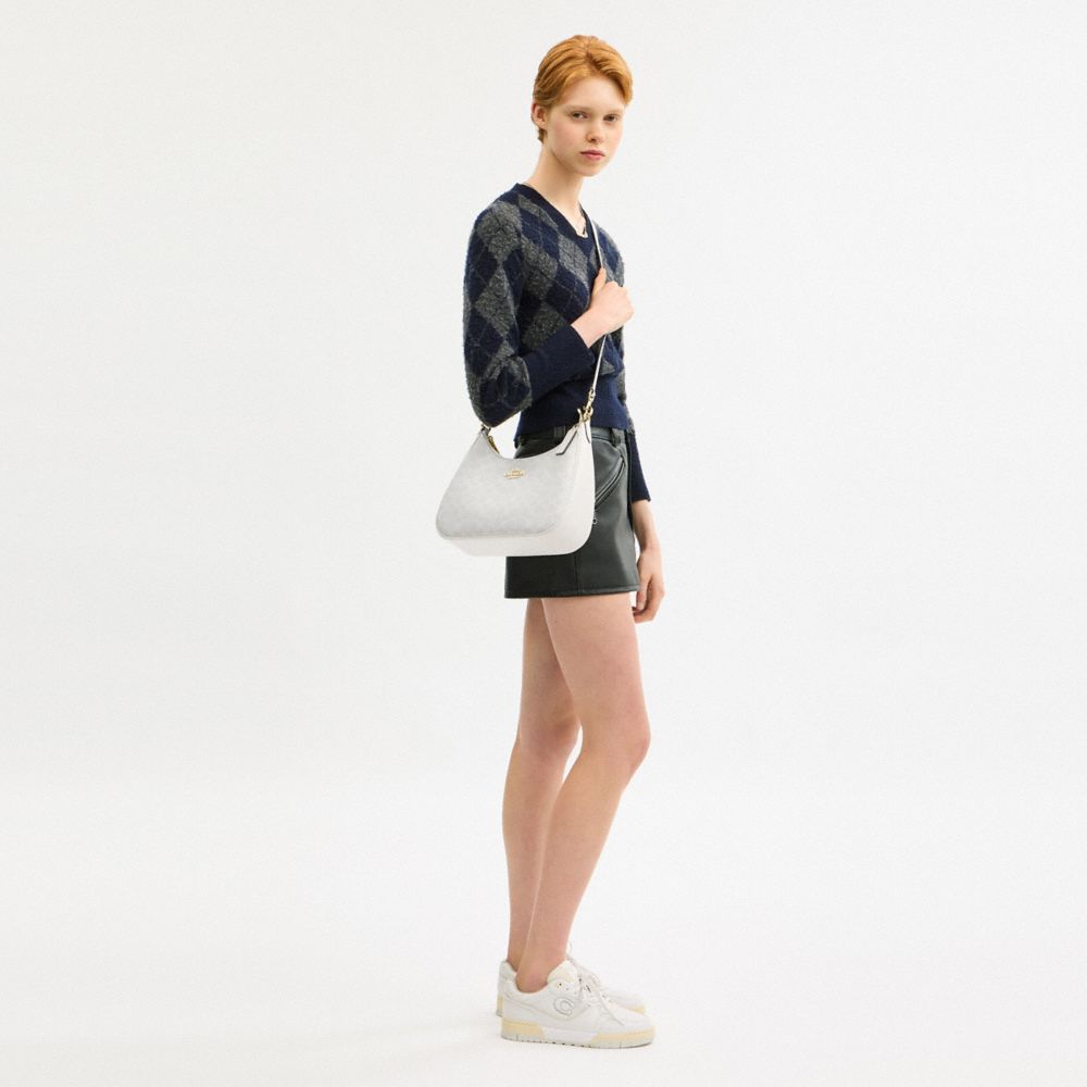 Coach Teri Hobo Bag In Signature Canvas Gold White Chalk