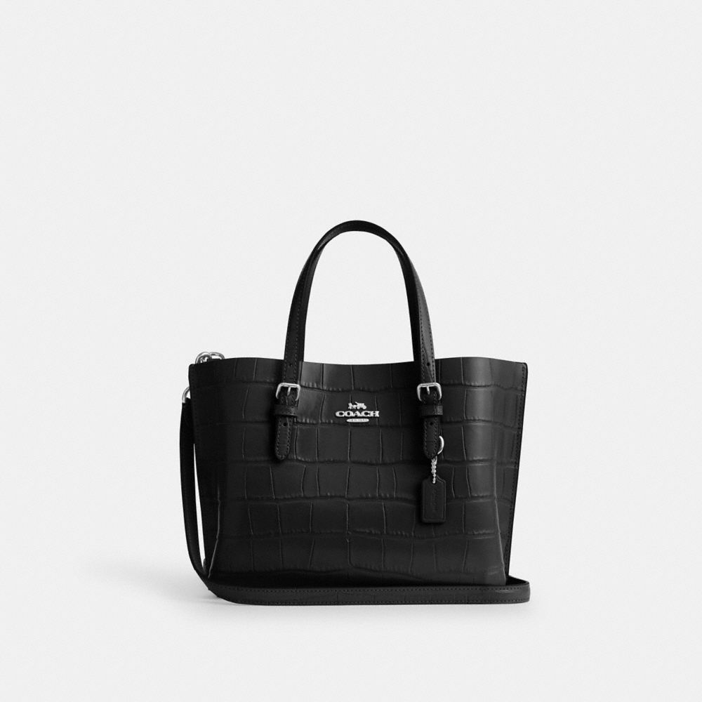 Coach Mollie Tote Bag 25 Silver Black