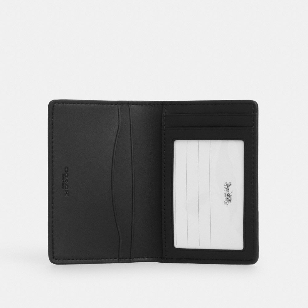 Coach Id Wallet In Signature Canvas Tan & Black