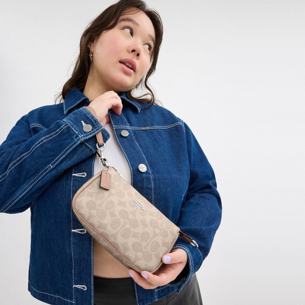 Coach Nolita 19 In Signature Canvas Silver Sand Taupe