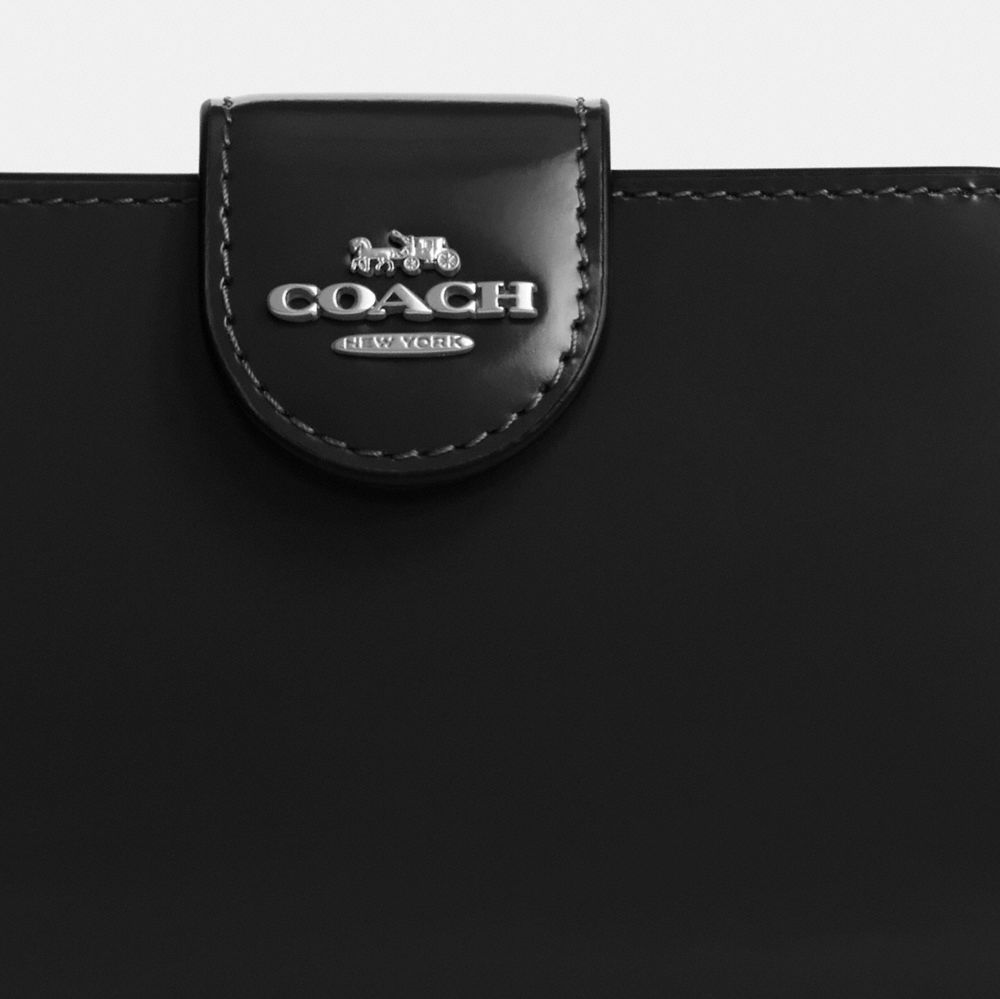 Coach Medium Corner Zip Wallet Silver Black