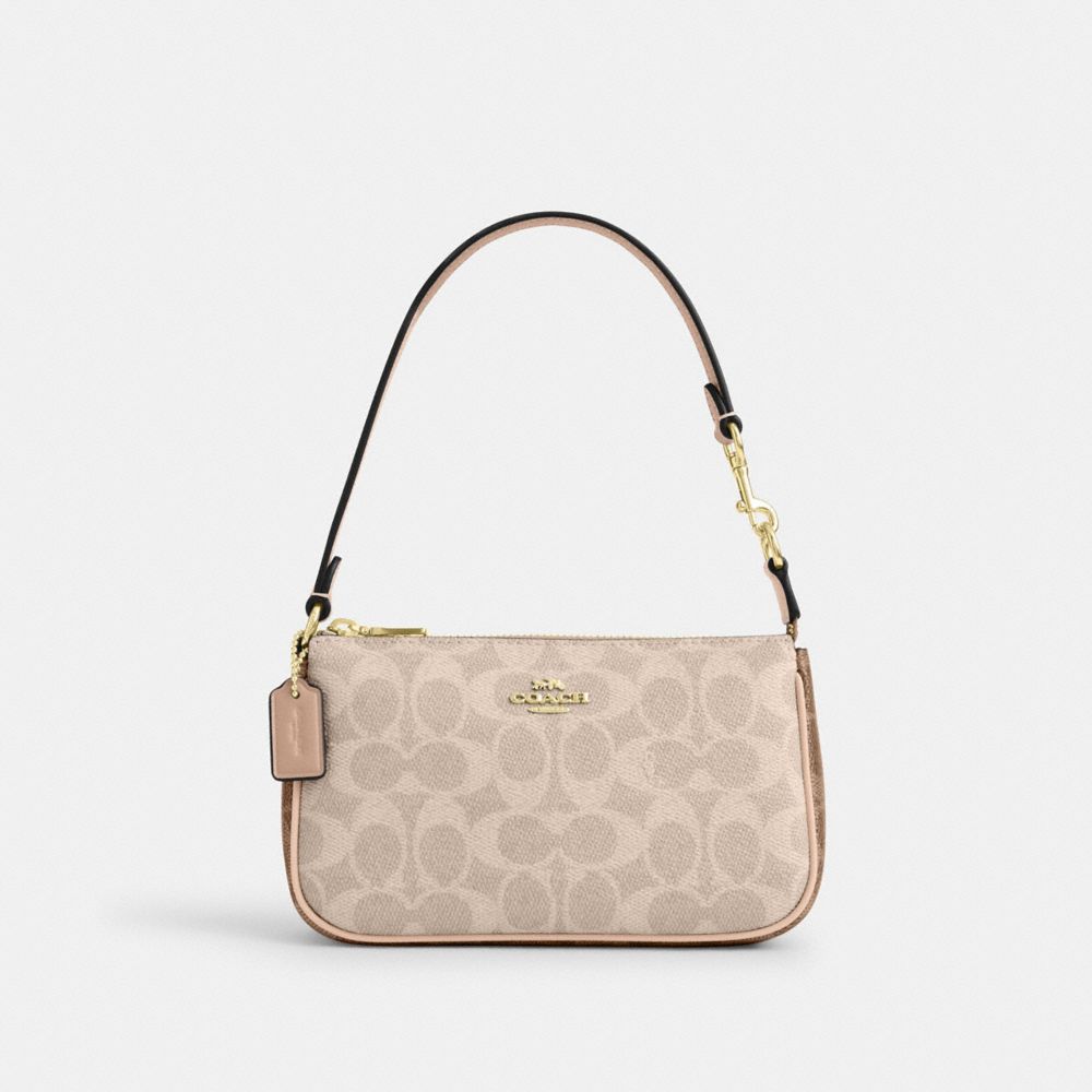 Coach Nolita 19 In Blocked Signature Canvas Gold Sand Tan