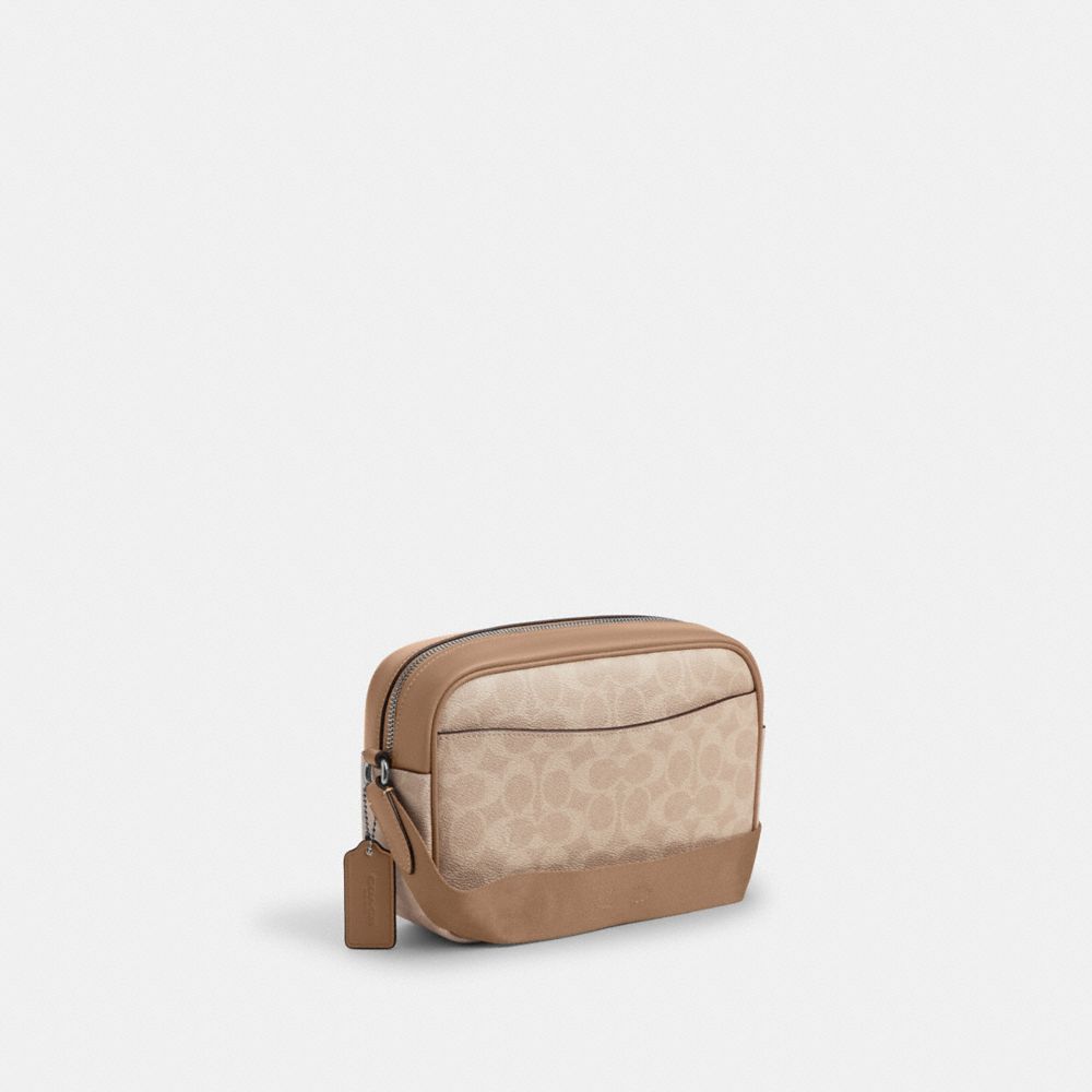 Coach Jamie Camera Bag In Signature Canvas With Stripe Silver Sand Taupe