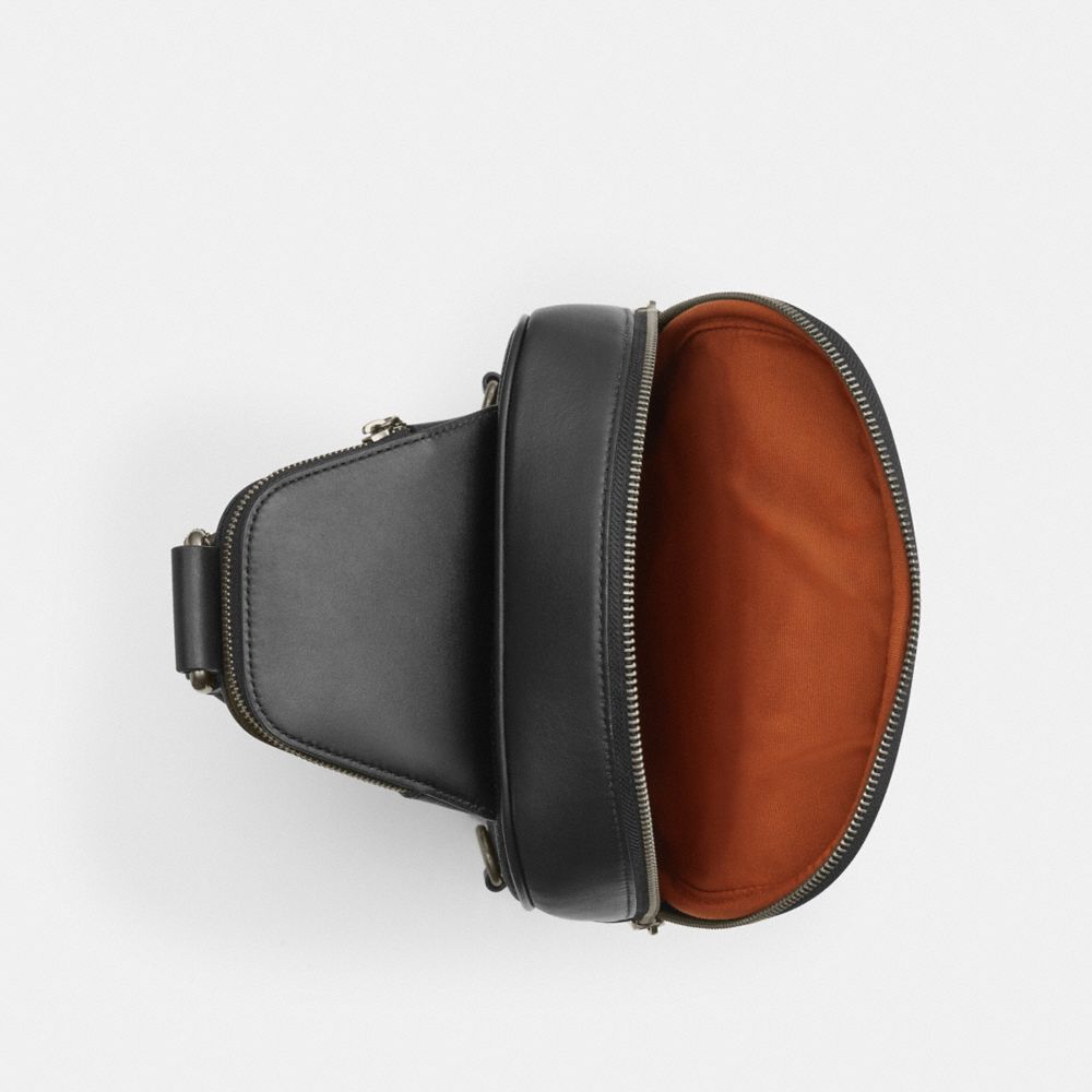 Coach Ethan Pack In Signature Canvas Gunmetal Tan Black