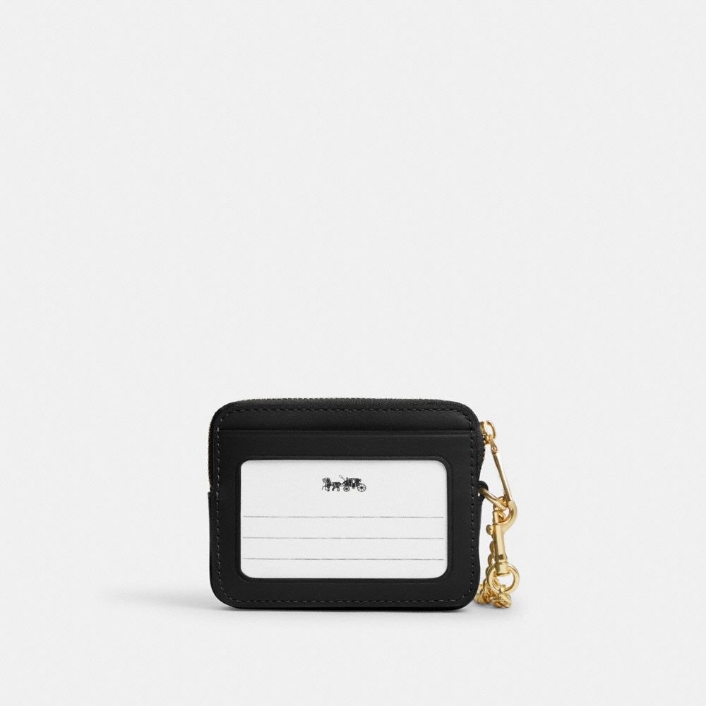 Coach Zip Card Case With Quilting Gold Black