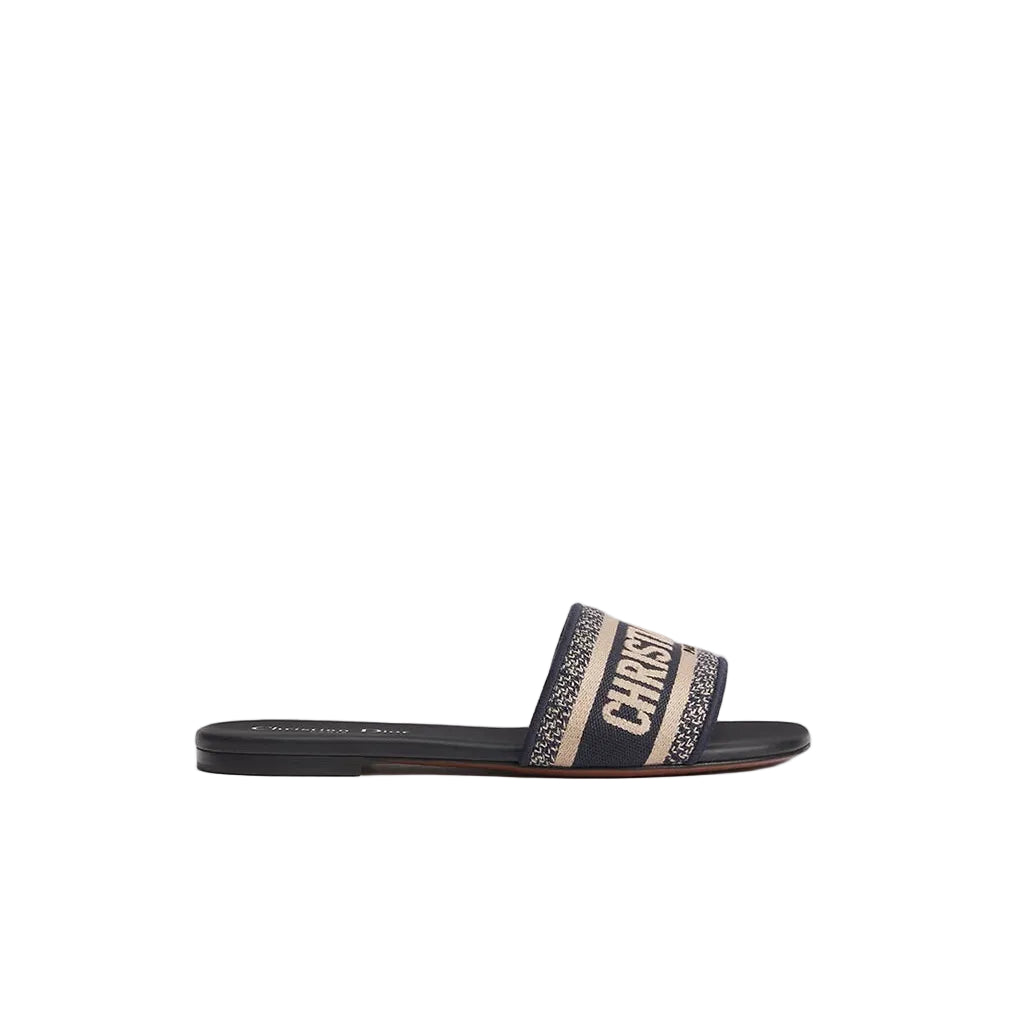 Dway Slide Deep Blue Embroidered Cotton