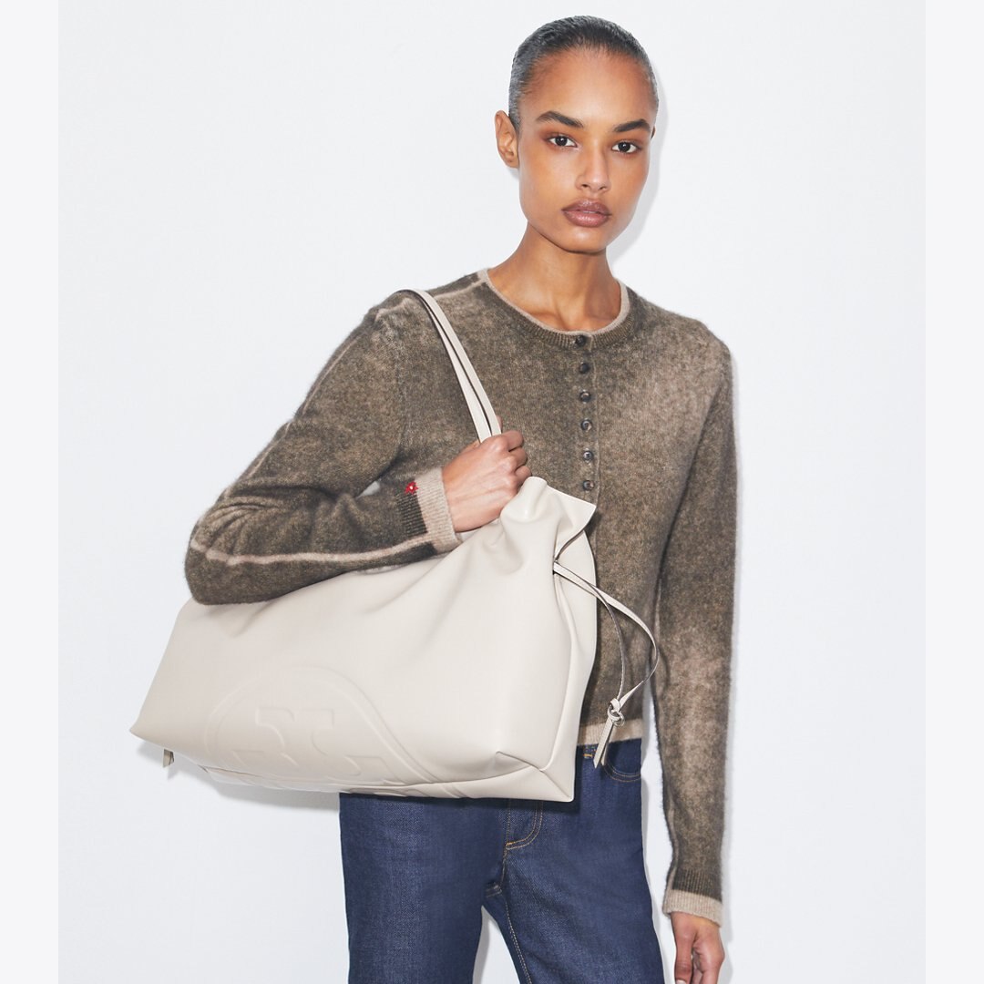 Tory Burch Ella natuura Drawstring Tote Light Stone