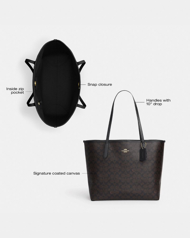 Coach City Tote Bag In Signature Canvas Gold Sand Chalk