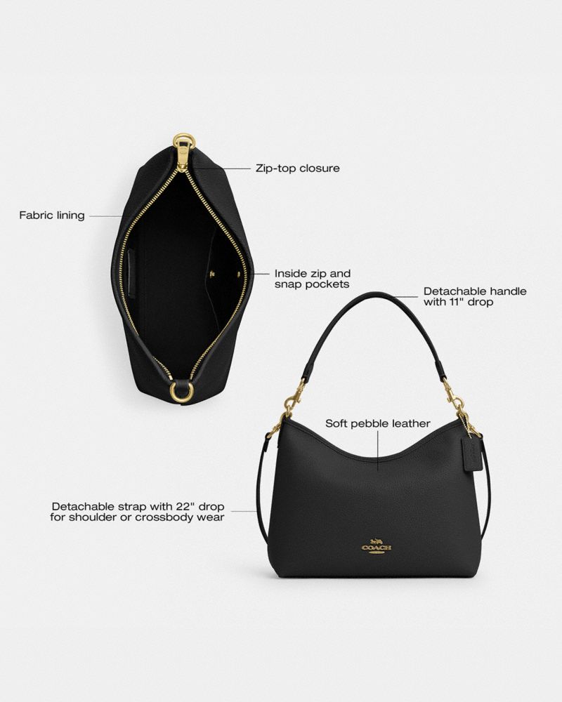 Coach Laurel Shoulder Bag Gunmetal Dark Stone