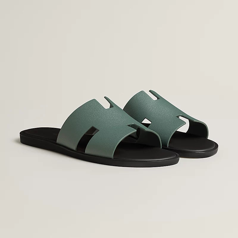 Hermes Izmir Sandal Vert Cèdre / Marron Ebène