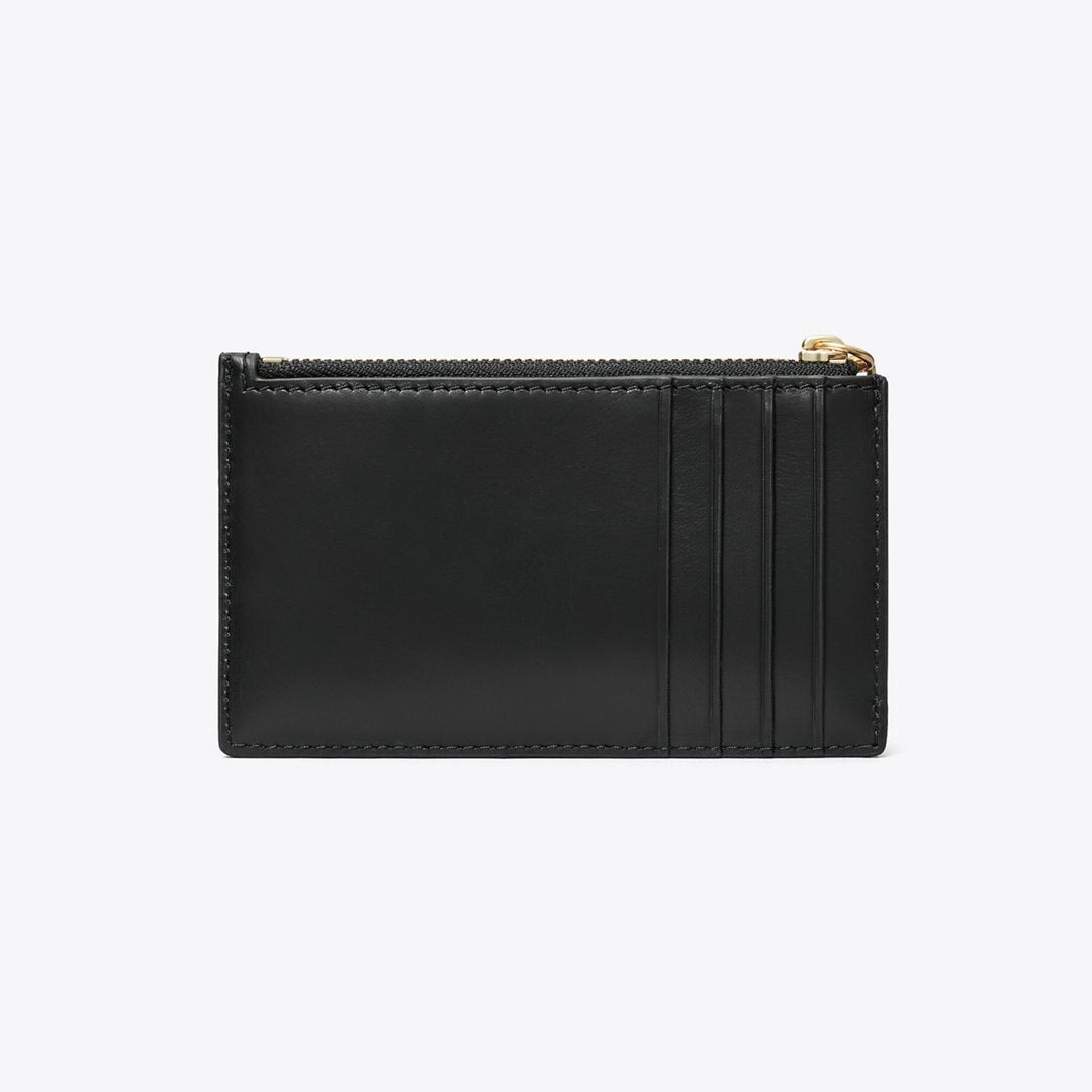 Tory Burch Kira Diamond Quilt Charm Zip Card Case Black
