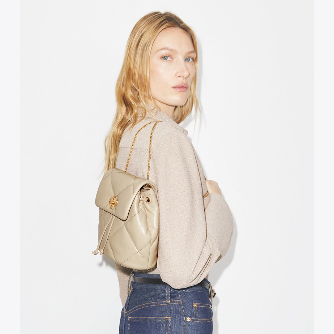 Tory Burch Mini Kira Diamond Quilt Backpack Light Stone