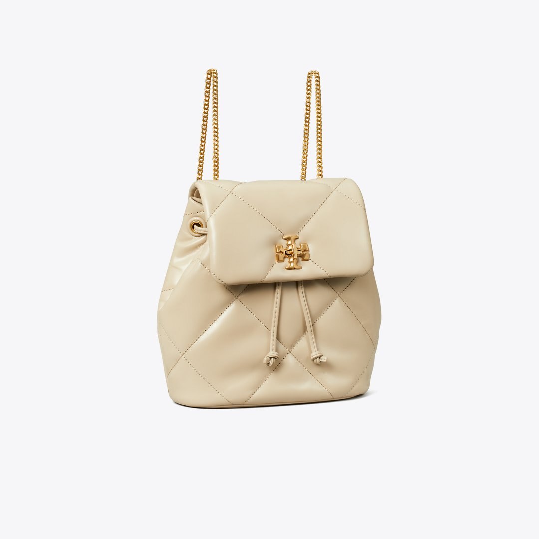 Tory Burch Mini Kira Diamond Quilt Backpack Light Stone