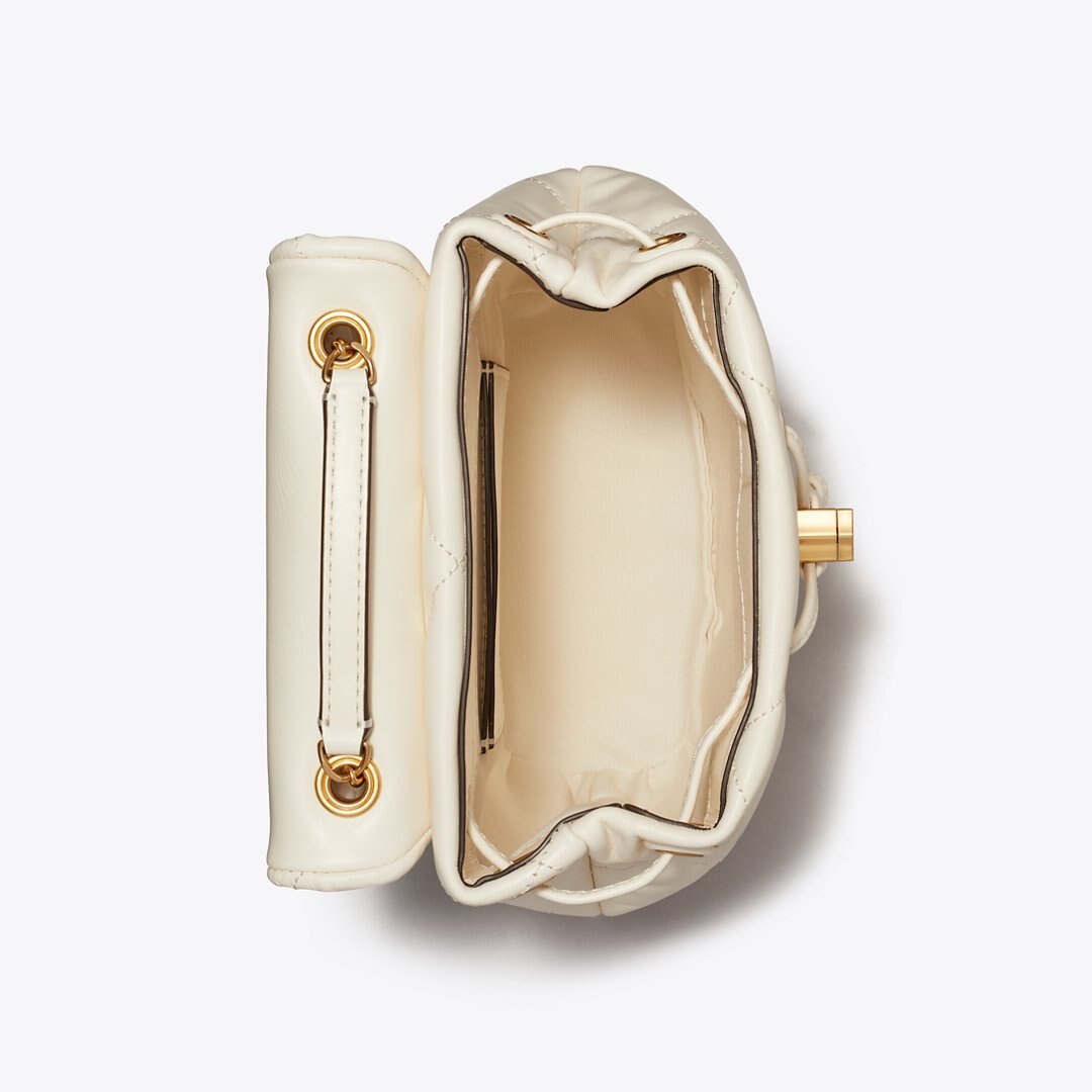 Tory Burch Mini Kira Diamond Quilt Backpack Warm White