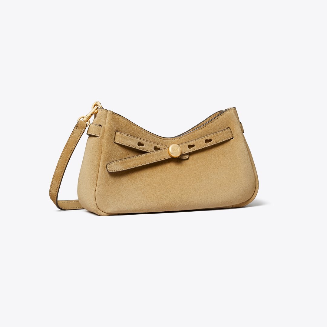 Tory Burch Romy Suede Zip Top Crossbody Bag Butter