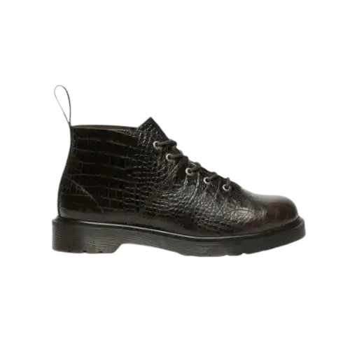 Dr Martens Church Crocodile Analine Leather Ankle Boots Dark Brown