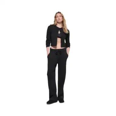 Alo Women's Snuggle Up Sweater High-Waist Wide Leg Pant - Black