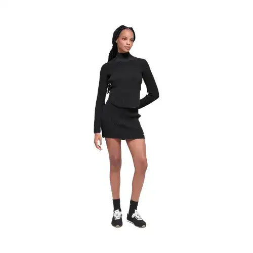 Alo Women's Denim Knit High-Waist Skirt - Black/Anthracite
