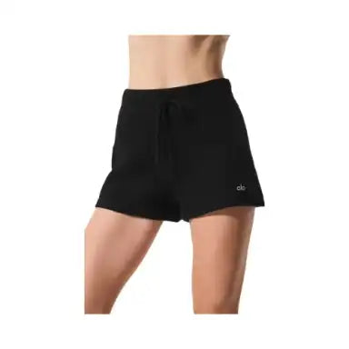 Alo Women's Cashmere High-Waist Plush Waffle Short - Black