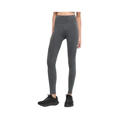 Alo Women's Seamless High-Waist Two Tone Rib Legging - Dark Misty Grey Heather