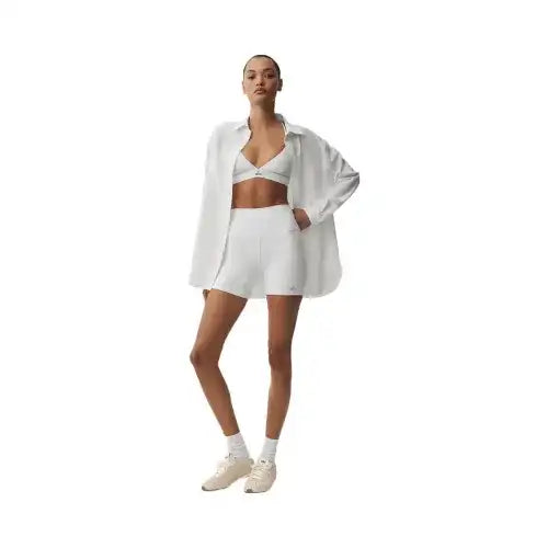 Alo Women's 5" Airbrush High-Waist Biker Short - White