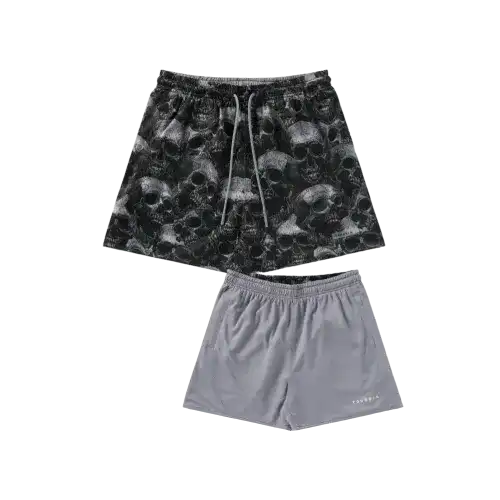 YoungLA Skulls & Roses Reversible Shorts Black Skull