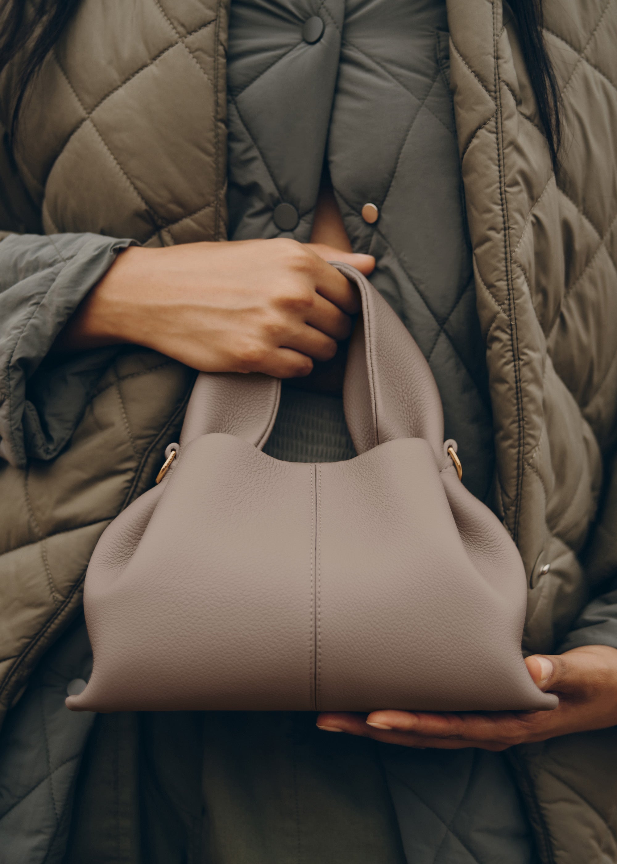 Polene Numero Neuf Mini Textured Taupe