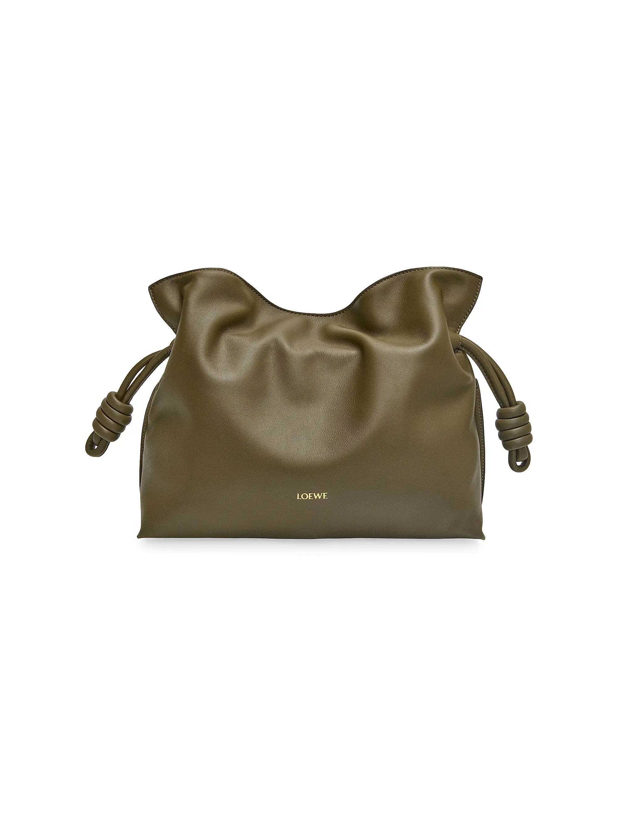LOEWE Flamenco Drawstring Smooth Leather Clutch