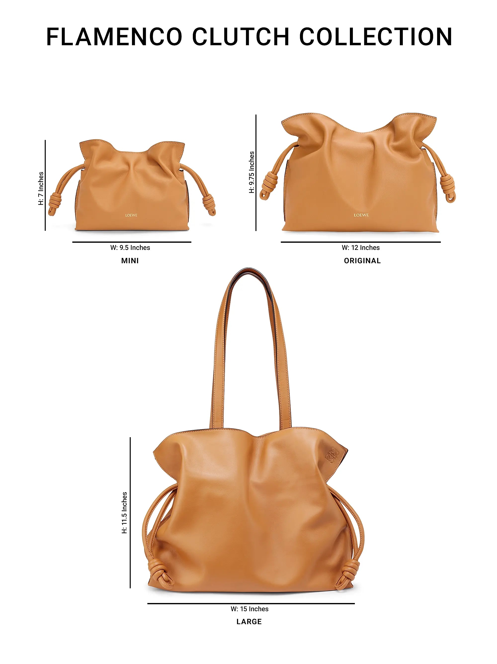 LOEWE Flamenco Drawstring Smooth Leather Clutch