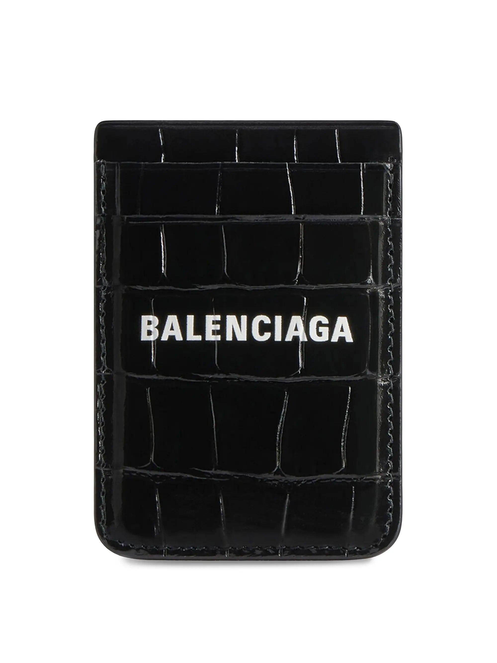 Balenciaga Crocodile Embossed Cash Magnet Card Holder
