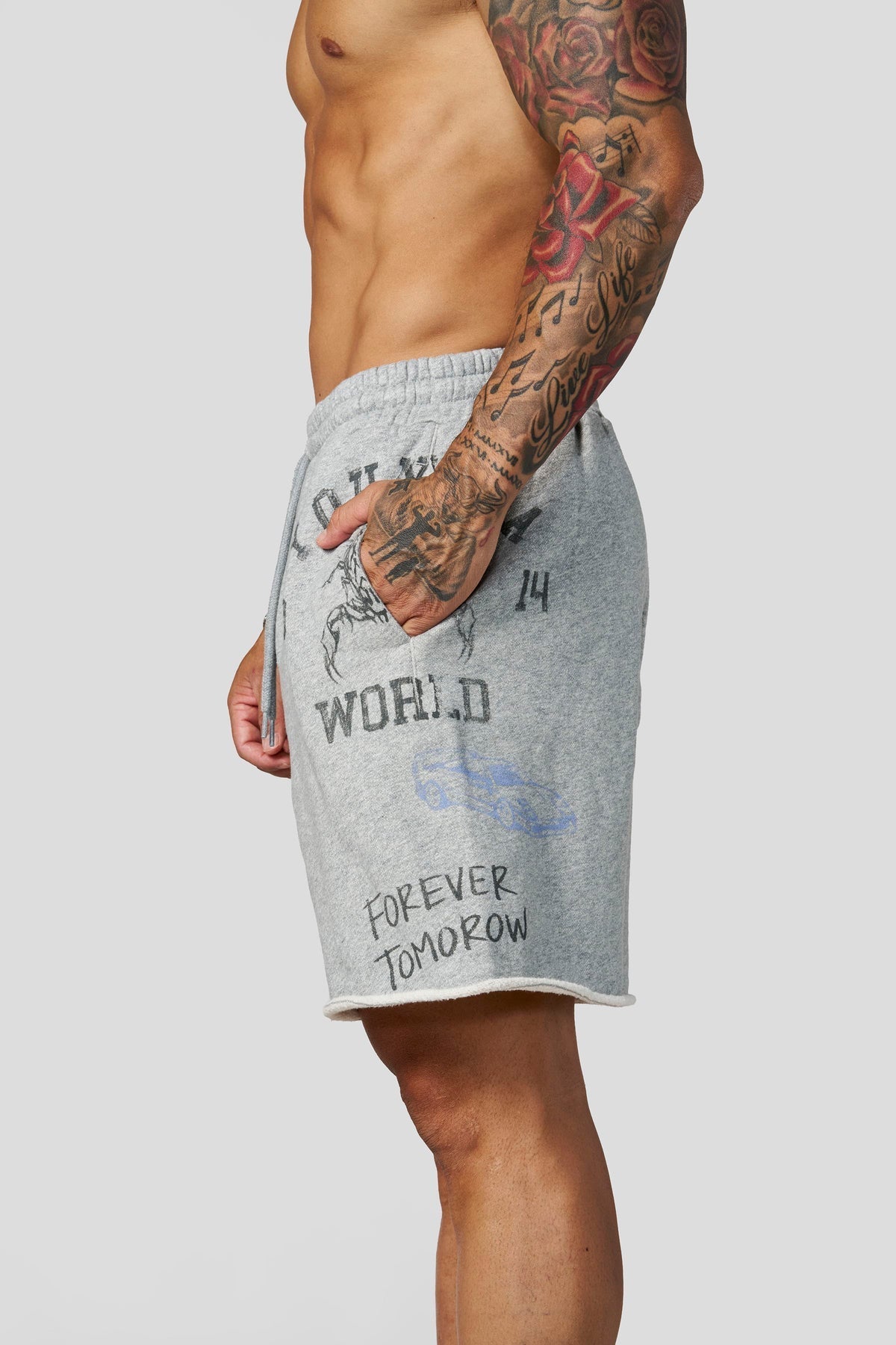 1066 - Sketch Shorts Heather Grey - Unmatched Kicks-YOUNG LA
