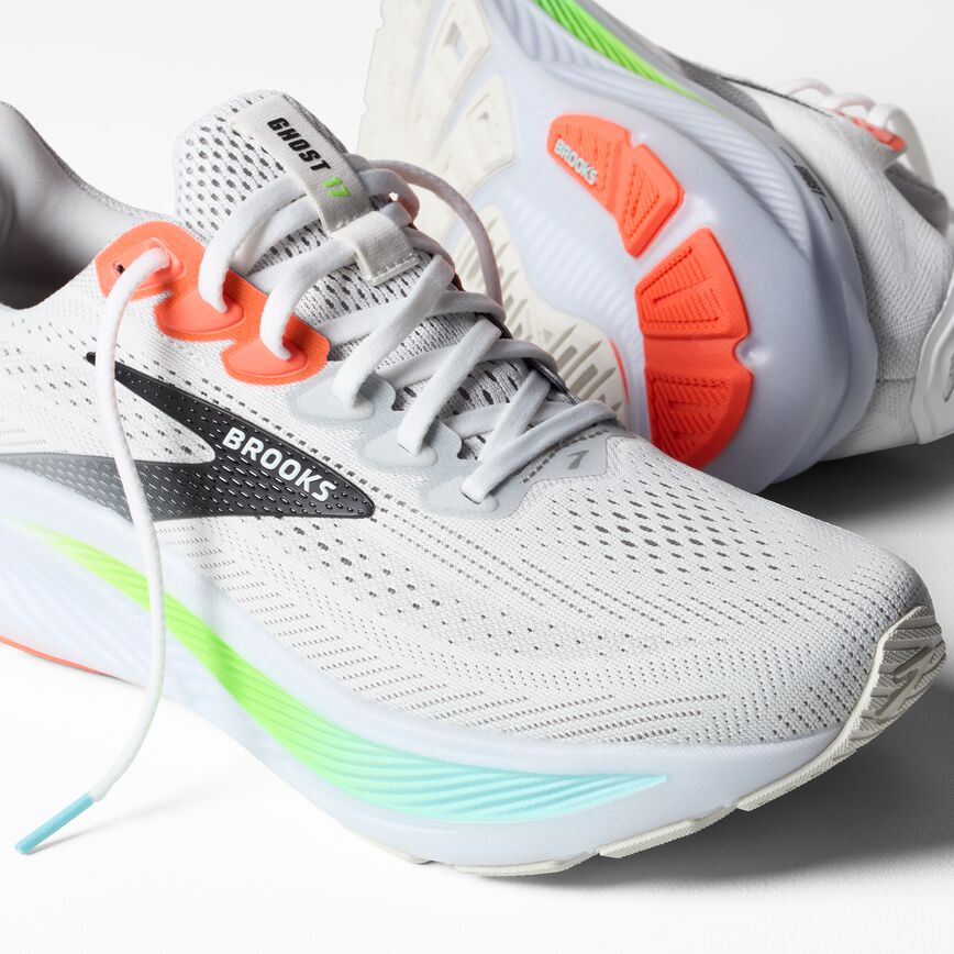 Brooks Ghost 17 White/Pink Clay/Gecko