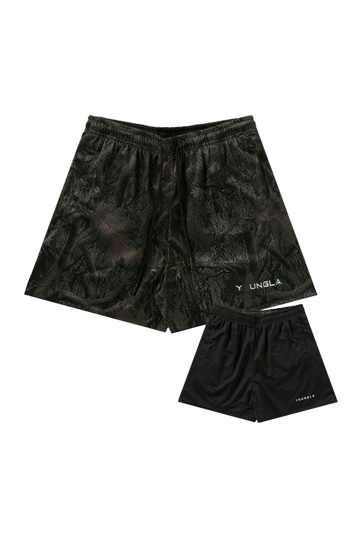 1117 - Tree Camo Mesh Shorts Dark Tree Camo - Unmatched Kicks - YOUNG LA