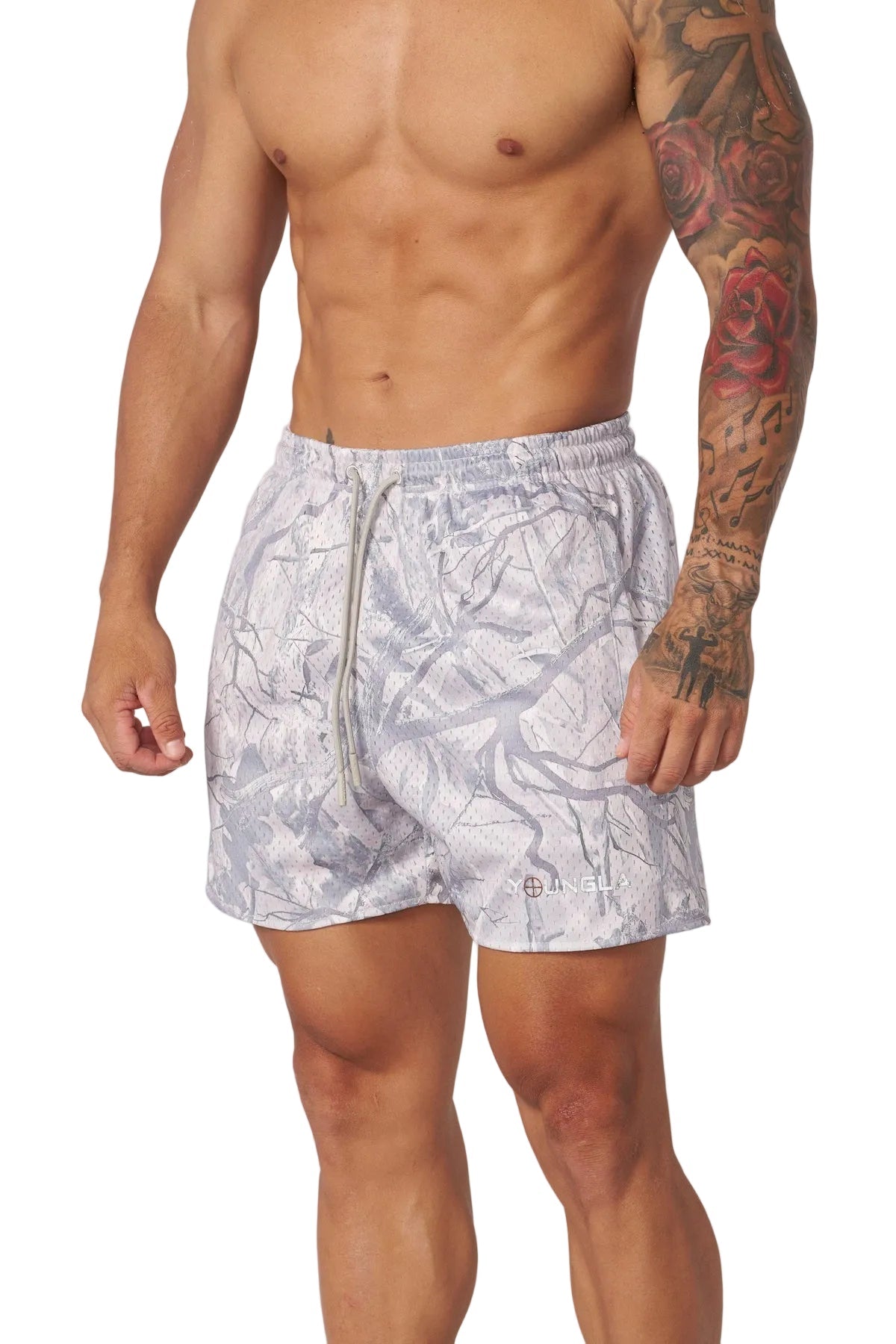 1117 - Tree Camo Mesh Shorts Tan Tree Camo - Unmatched Kicks - YOUNG LA