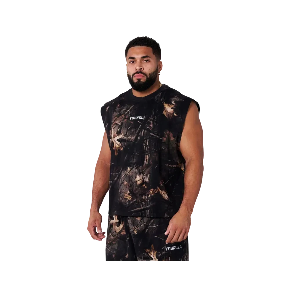 YoungLA Tree Camo Collection Cut Offs Black Tree Camo