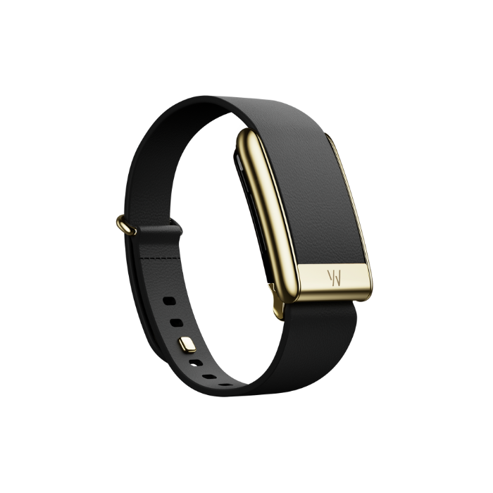 Whoop 5.0 Leatherluxe Tapered Black with Gold Band (Strap Only)