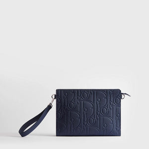 Dior A5 Triangle Pouch Navy Blue Dior Gravity Leather