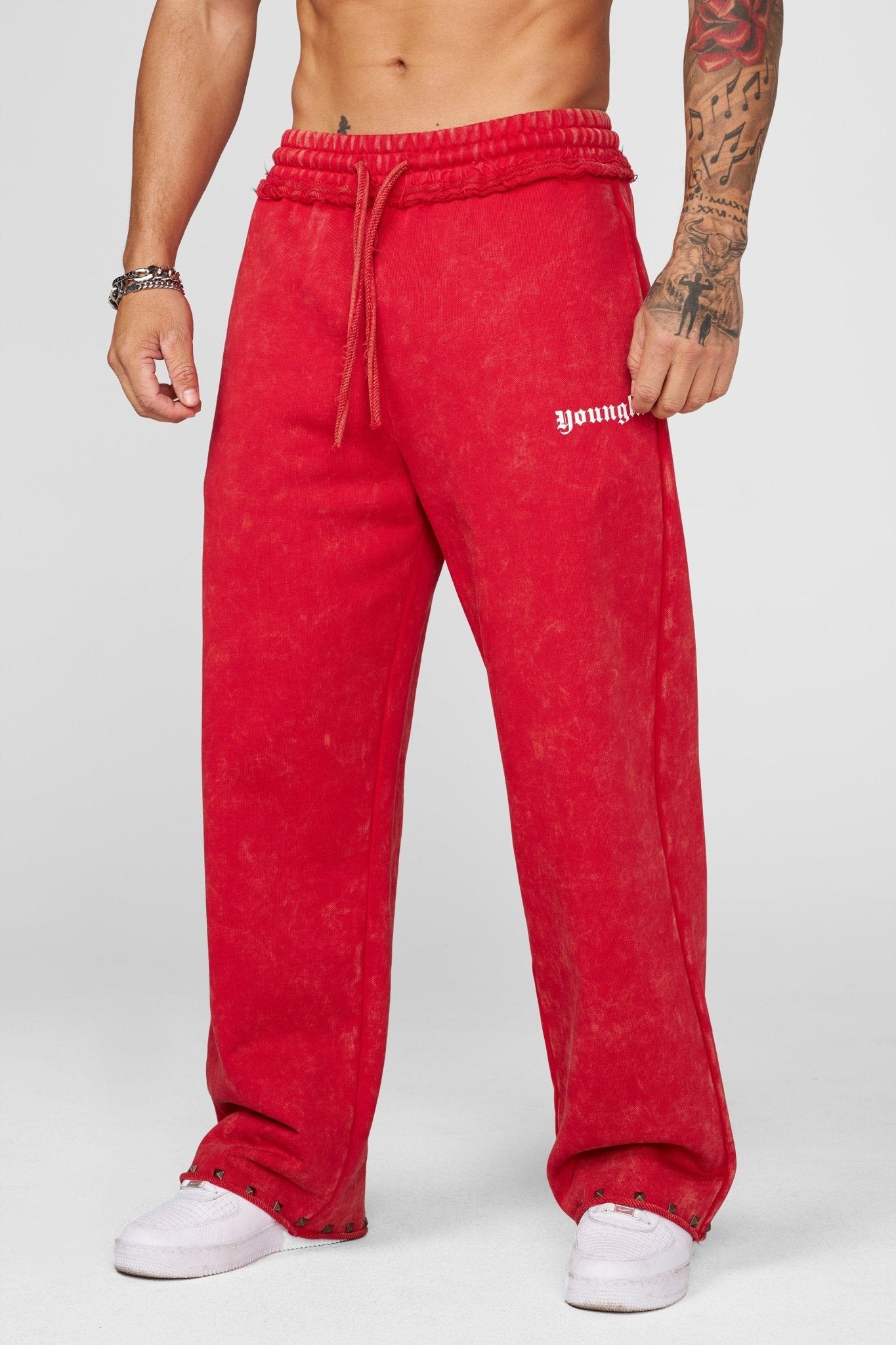 2087 - Stud Sweats Black Wash Red Wash - Unmatched Kicks-YOUNG LA
